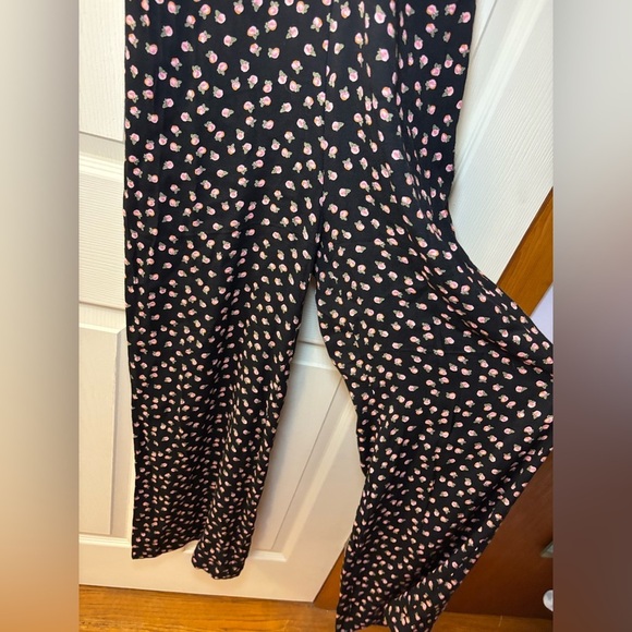 Free People Mia Black & Pink Rose Jumpsuit - Picture 4 of 11